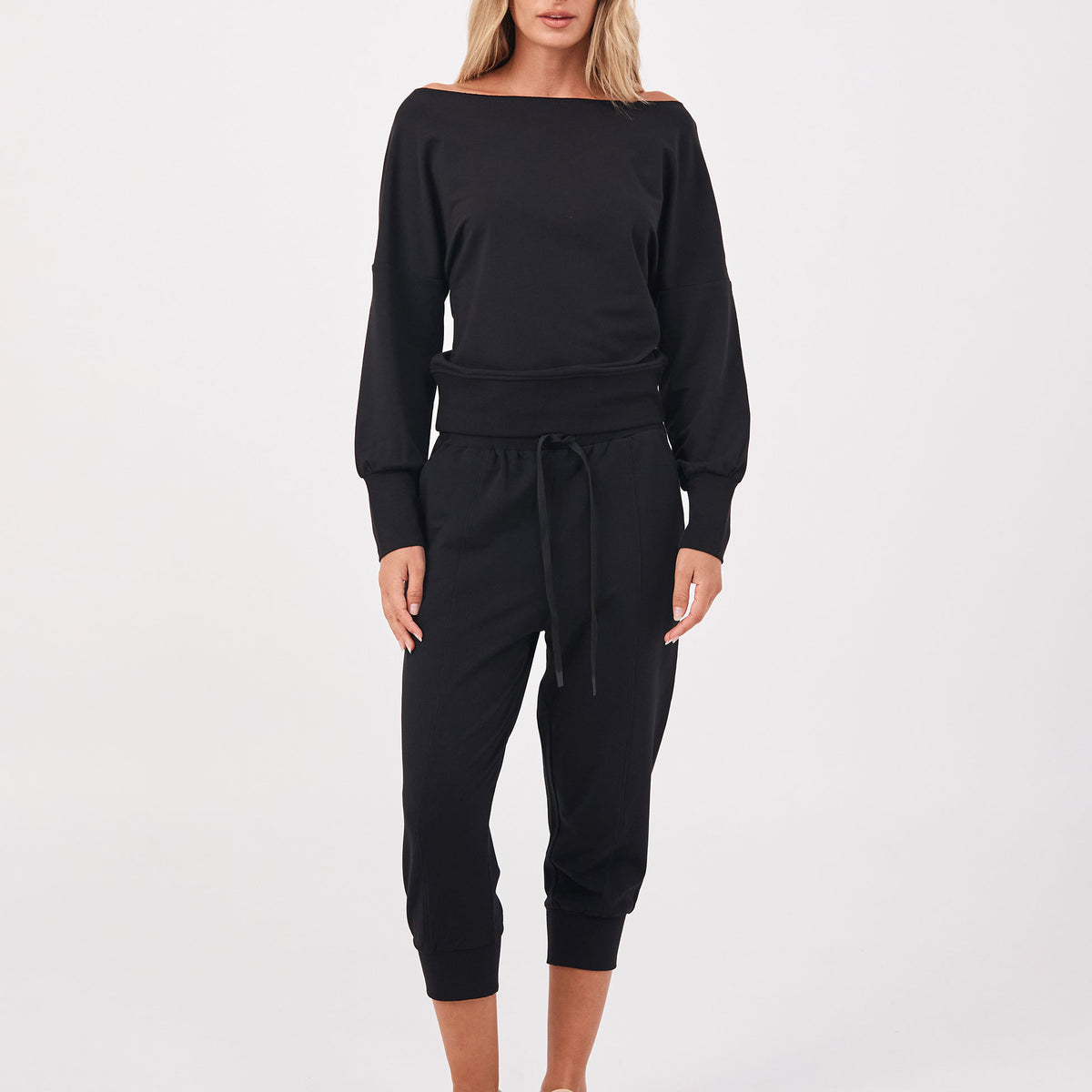 Breeze French Terry Cropped Jogger - Black – Dharma Bums Yoga And 